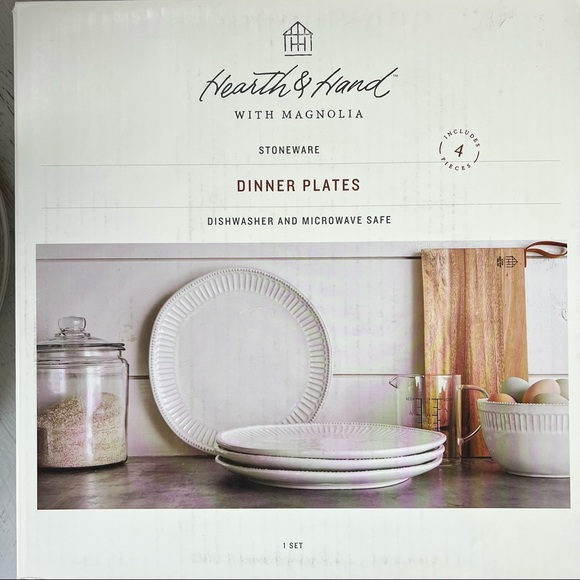 Stoneware Debossed Dinner Plates from Hearth & Hand with Magnolia - Set of 4 NIB - Picture 5 of 5